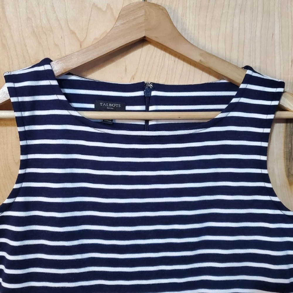 Talbots Navy Blue and White Stripe Sleeveless Dress Size Medium - Picture 3 of 8